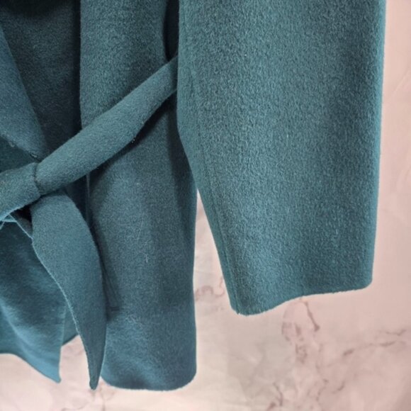 J Jill Jacket Womens 1X Dark Forest Green Open Front Wool Angora Waterfall Tie - Picture 4 of 12